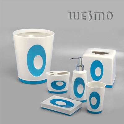6 Piece Conique Nuance Blue Porcelain Bathroom Accessory Sets