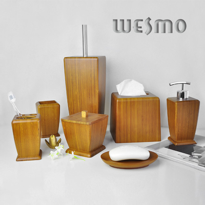 7 Piece Contemporary Smooth and Anti Water Natural Bamboo Bathroom Sets