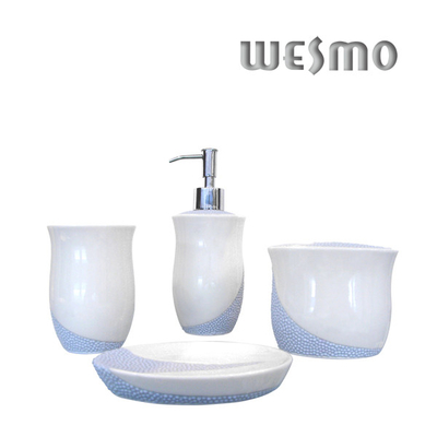 Smooth and Dotted Streamline Top - Grade Porcelain Bathroom Decorations, 4 Piece